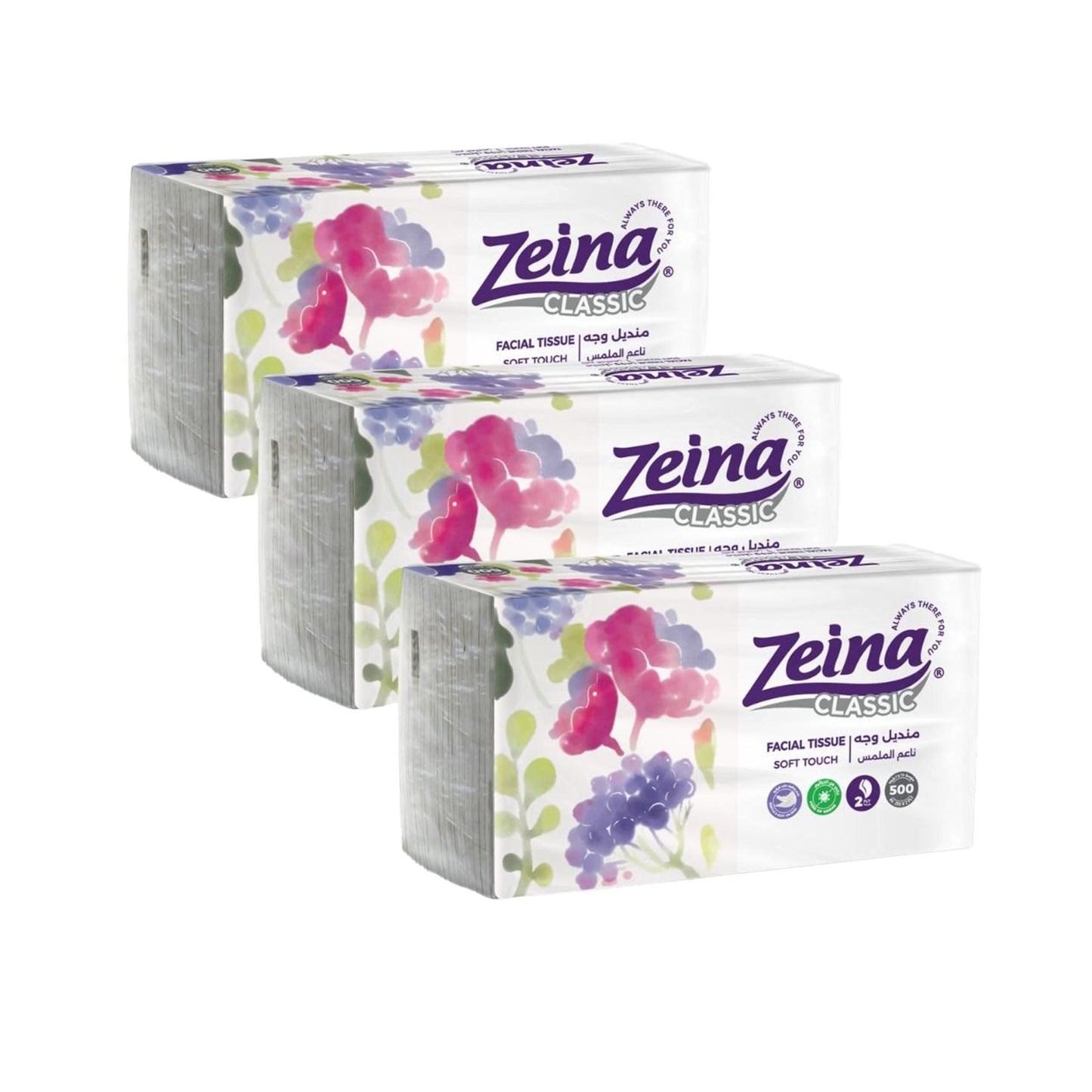 Zeina Facial Tissues 3 Packs Of 500 Sheets
