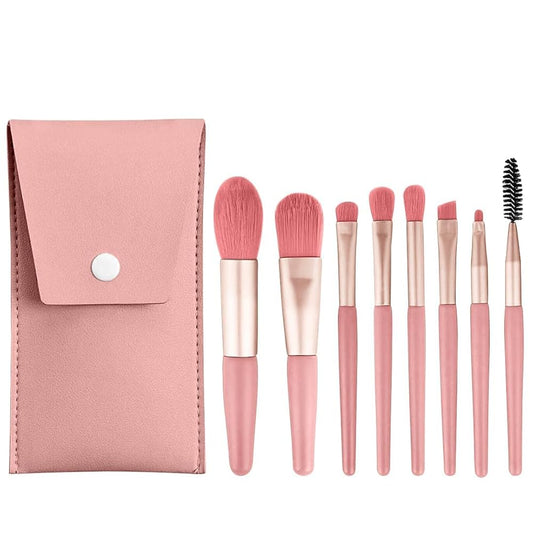 8-Piece Makeup Brush Set With Leather Case