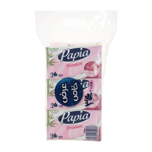 Papia 3Pack Facial Tissues  3Ply, 3550 Sheets