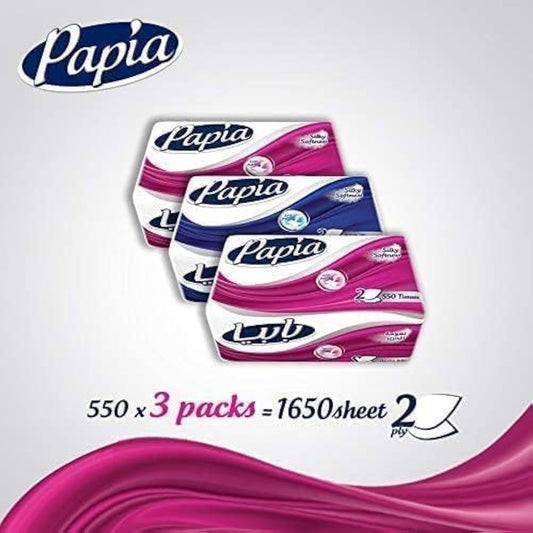 Papia 3Pack Facial Tissues  3Ply, 3550 Sheets