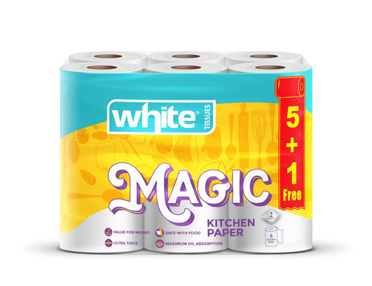 White Magic 6-Roll Kitchen Towels